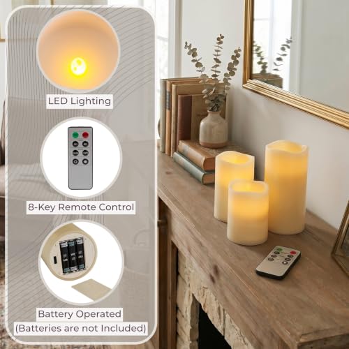 Image of Lavish Home Flameless LED Candles - 6-Piece Remote Controlled Flameless Candle Set for Home, Wedding, Bridal Shower, and Christmas Decor