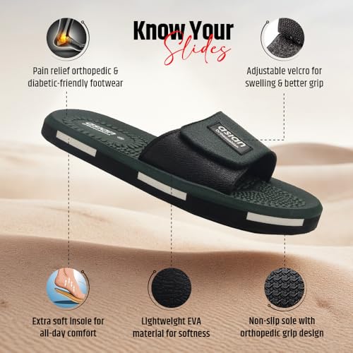 Image of ASIAN Men's AFG-707 EVA Ortho Slippers | Orthocushion Pain Relief Slides with Soft Strap | Lightweight Slides for Daily Use