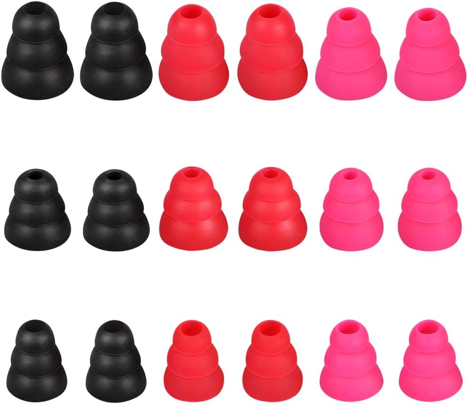 Replacement Silicone Triple Flange Earbud Tips 9 Pairs Conical Ear Tips Compatible with Sony Senso BeatsX Otium &Other Inner Hole 4mm -5.1mm Earbud in-Ear Headphones.
