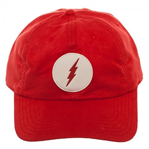 DC Comics The Flash Suede Adjustable Dad Hat w/Leather Patch Red
