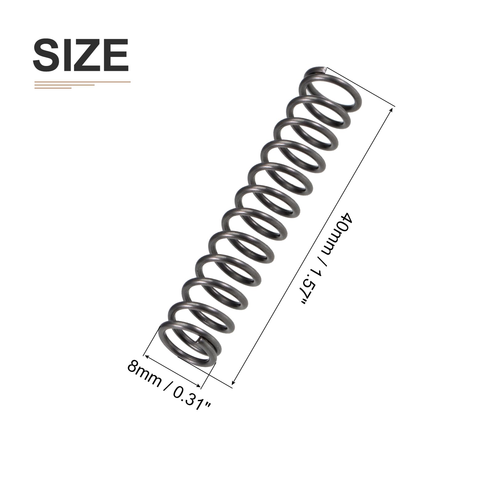 DTGN 1x8x40mm(DxODxL) Compression Spring - 10Pack - Good for Machinery - Spring Steel Extension Spring - Gray - Image 2