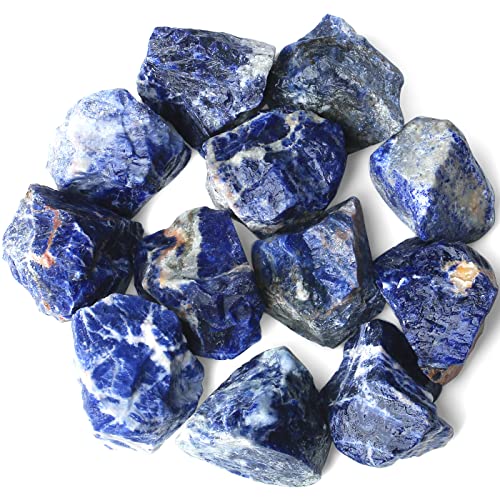 QINJIEJIE Blue Sodalite Raw Crystals...