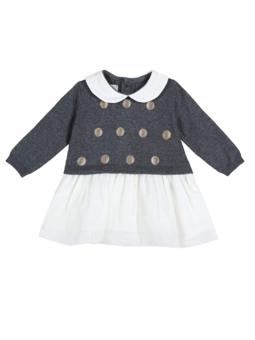 Robe bébé Chicco en tricot gris avec boutons au dos