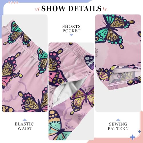 ZZKKO Bright Glitter Butterflies Boys Pants for Kids Jogger Pants with Pockets S-XL4