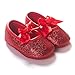 R&V Baby Girl Moccasins Infant Princess Sparkly Premium Lightweight Soft Sole Prewalker Toddler Girls Shoes (S:0-6 Months, Red)