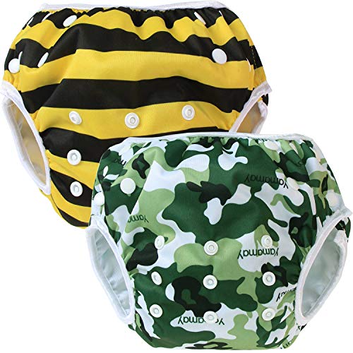 Teamoy Pañal Bañador (2 piezas) Pañal de natar Pantalones de entrenamiento,Camuflaje+Abeja