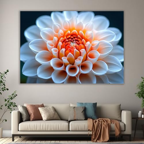 Gros plan centre de grande fleur blanche tableau mural pour raviver mur blanc - 3