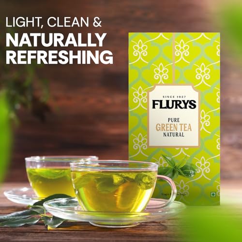 Image of Flurys Pure Green Tea - 100 Teabags Envelope Pack I Premium Green Tea | Detox & Antioxidant Support (Pack of 3)