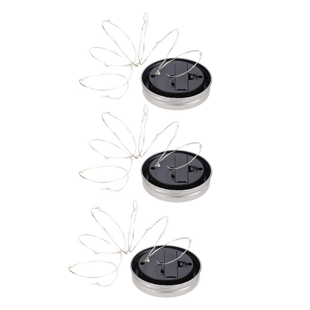 Kichvoe Solar Jar Lid Lamp Outdoor Solar Light String 3Pcs 20 LED Colored Lights for Garden Balcony Patio Decoration