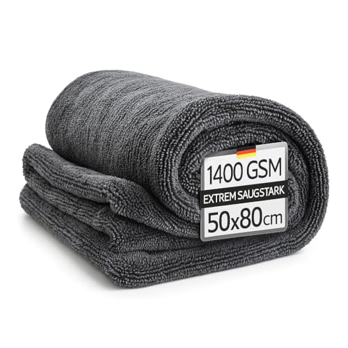 Kemes Mikrofasertücher Auto XXL Ultra saugstark mit 1400 GSM Heavyweight Grau 50x80cm Premium Microfaser Trockentuch Kratzfrei | 5-Fach Saugstark Poliertuch für Autopflege und Motorrad Kemes Mikrofasertücher Auto XXL Ultra saugstark mit 1400 GSM Heavyweight Grau 50x80cm Premium Microfaser Trockentuch Kratzfrei | 5-Fach Saugstark Poliertuch für Autopflege und Motorrad