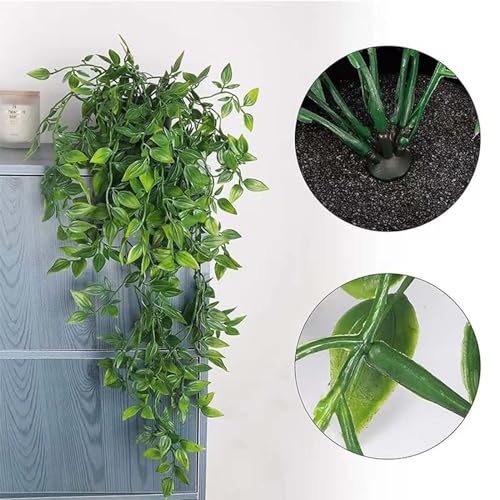 Lafecuw Artificial Hanging Plant, 3 Pack Fake Hanging Plants with Pot, Greenery Faux Fake Ivy Decor, Fake Ivy Potted Plants for Indoor Outdoor Home Decor Wall Room Patio Office Table Shelf