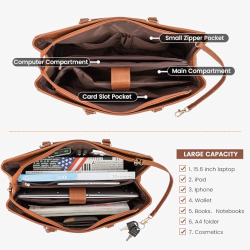 Image of LOVEVOOK Laptop Tote Bag for Women, Office Work Bag Briefcase fit for 15.6 inch Laptop, Large Capacity Teacher Computer Bag Handbag