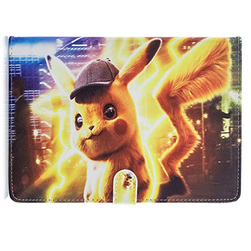 iPad Mini 3 4 5 Cartoon Case, Hwota Cute Cartoon Super Hero Kids Girls Slim Flip Folio Stand Leather Case Auto Sleep/Wake Feature Smart Cover for Apple iPad Mini 1 2 3 4 5 (Pikachu)