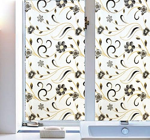 Image of SUNBIRD Window Privacy Film, Decorative Stained Glass Window Film, Frosted Window Tinting Film for Home, House Door Glass ('12 X 100' INCHES,Black Desert)