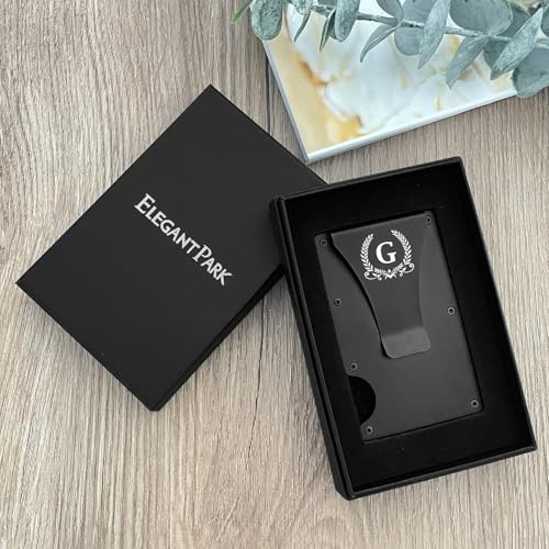 ELEGANTPARK Metal Wallet for Men Initial Monogrammed Gifts for Wedding Birthday Slim Minimalist Money Clip for Men RFID Blocking Engraved Metal Wallets with Money Clip Card Holder Letter G - Thumbnail 5