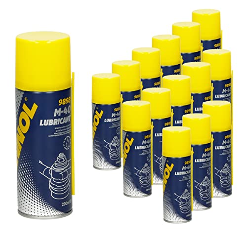 15 x MANNOL 9898 M-40 Aceite Lubricante en Spray 200 ml Anti Roces Fricción Pulverizador Protector contra Corrosión para Cadenas o Rodamientos Disuelve Rápidamente el Óxido Aerosol Multifunción