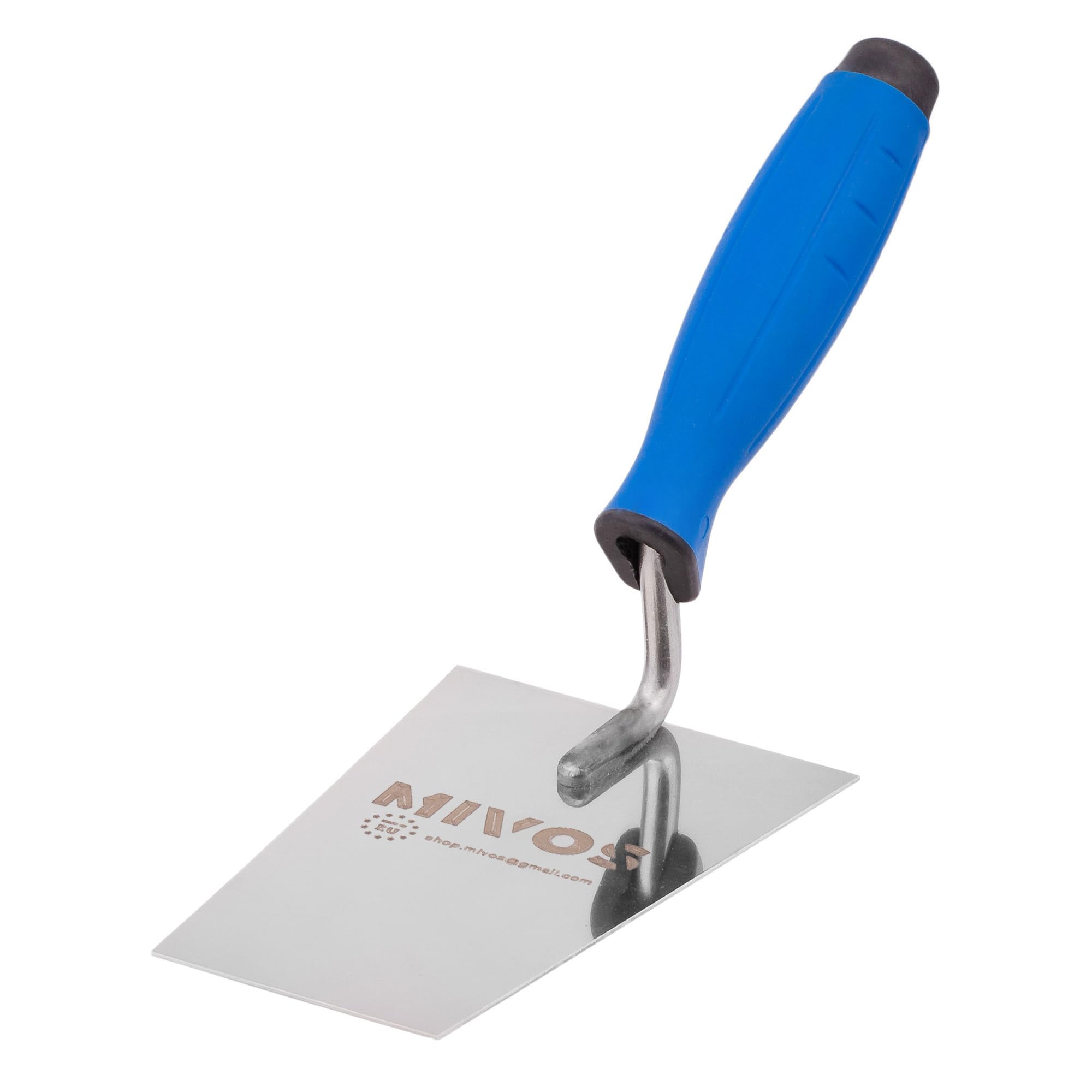 Mivos Llana Trapezoidal de Acero Inoxidable, 140 x 70 mm, 140 mm, con Mango de Goma, para Trabajos de mampostería, Paleta Trapezoidal
