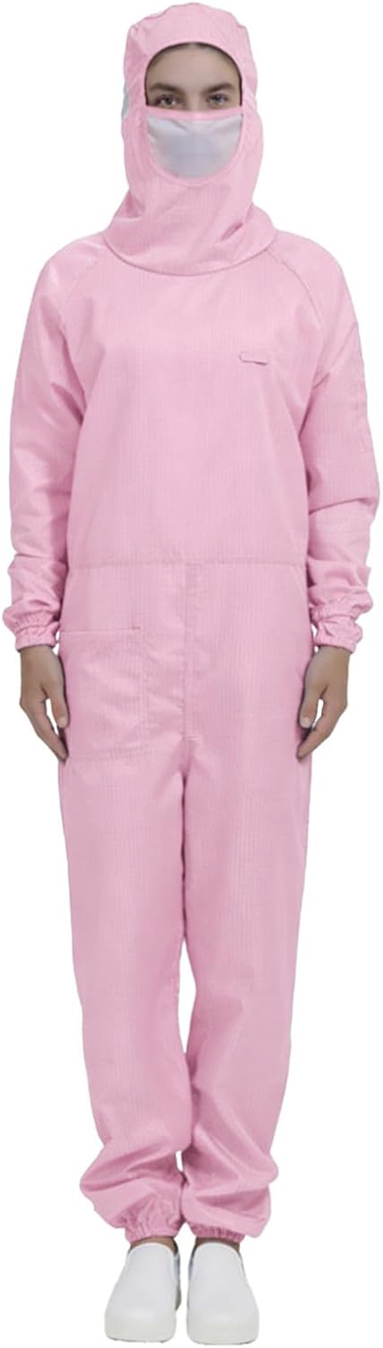 Agoky Women Long Sleeves Hooded Jumpsuit Coveralls Anti-static Full-body Suit Multi-pocket Workwear
