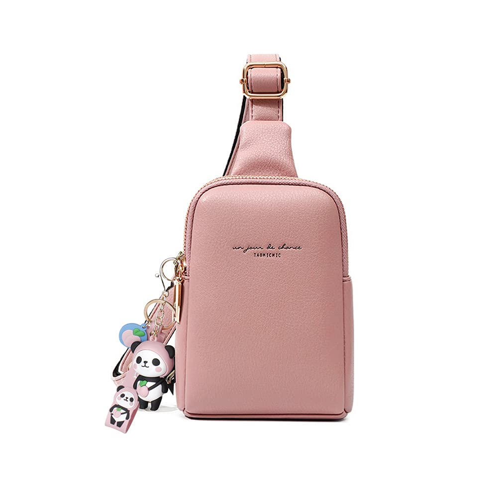AeequeSling Bag Brusttasche,Aeeque Crossbody Umhngetasche Damen Leder,Schultertasche Schulterrucksack Geldbrse Unisex fr Outdoorsport/Reisen/Einkaufen mit 1x Schlsselanhnger Panda