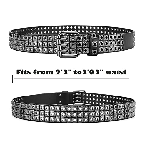 3 Row Studded Belts Punk Hip Hop Personalized Faux Leather Belts For Jeans Pants2