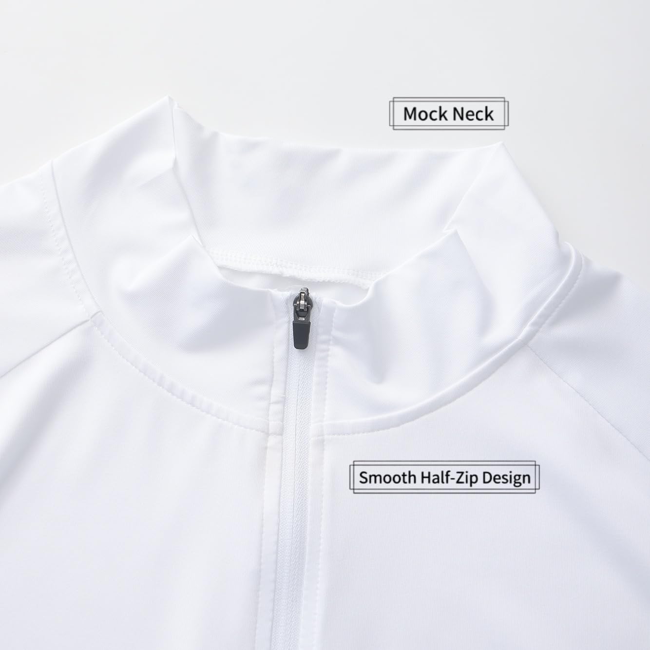 Herren-Pullover mit Viertelreißverschluss, kurzärmelig, schmale Passform, Stehkragen, dehnbares Sport-T-Shirt