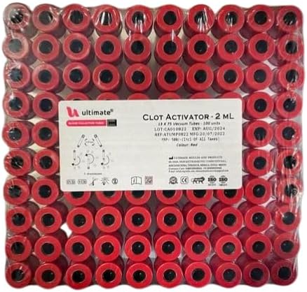 4 ml Red Plain 12x75 mm non vacuum Test Tube pp (Pack of 100)