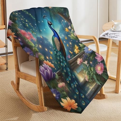 Couverture polaire flannel paon couvre-lit élégant et linge de lit de qualité - 8