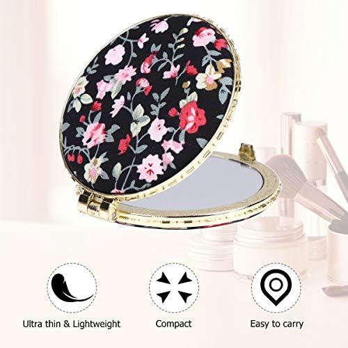 Lurrose 4pcs Pocket Mirror Vintage Floral Round Mirror Foldable Double-sided Makeup Mirror Metal Flower Mirror for Purses