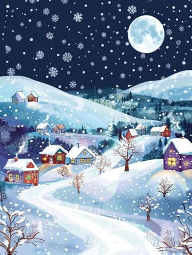 Broderie Diamond Complet d'Hiver 90x120 cm - Strass en Cristal Premium pour Décoration Murale