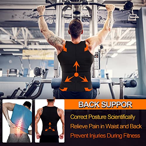 Niqiao Sauna Suit For Men Sweat Waist Trainer Neoprene Tank Top, Workout Vest Zipper Compression Suit Body Shaper With Adjustable Waist Trimmer Belt #TOP2