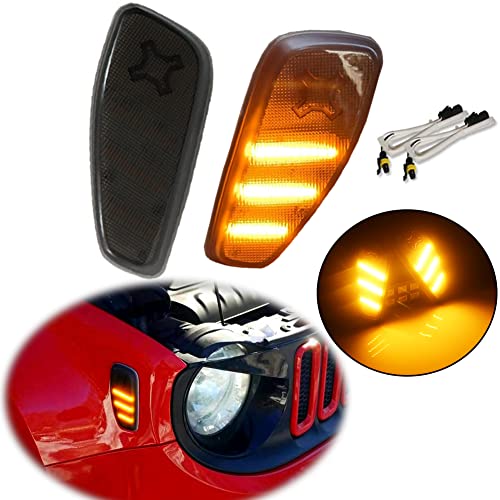 GTINTHEBOX Smoked Lens Amber LED Side Marker Turn Signal Lights Kit For 2014 2015 2016 2017 2018 2019 2022 2022 2022 Jeep Renegade Side Marker Lamp,2 Pcs