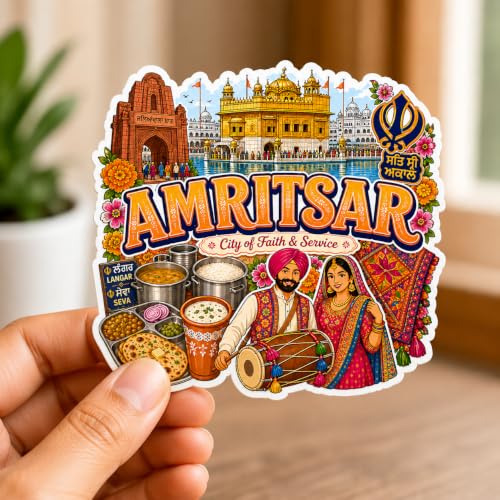 Image of Zesta Wooden Fridge Magnets Set | Refrigerator Decor Magnets for Kitchen | India Souvenir Fridge Magnet Collection | Wooden Magnet for Fridge Door Decoration (Amritsar)