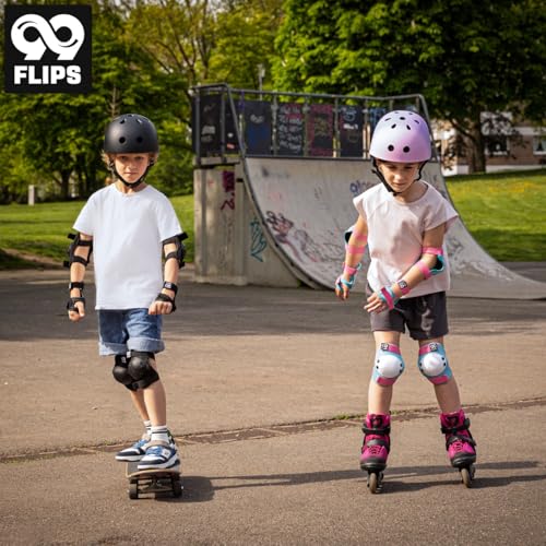 99FLIPS Schützer Inliner Kinder Knieschoner Kinder - Knie und Ellenbogenschützer - Schutzausrüstung - Protektoren - Rise - Größe XS SCHWARZ - Knieschutz Scooter, Rollschuhe, Skateboard