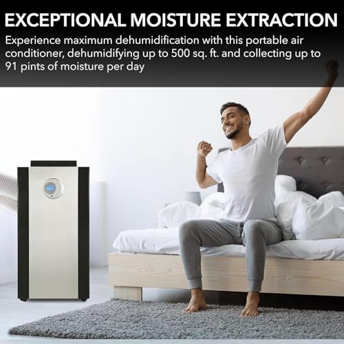 Image of Whynter ARC-143MX 14,000 BTU (9,456.1 BTU SACC) Dual Hose Cooling Portable Air Conditioner, Dehumidifier, and Fan with 3M Filter Storage Bag, up to 500 sq ft in Platinum /Black