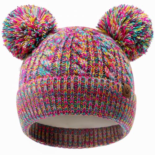 Girl Beanies Pompom Winter Knitted Hat Toddler Beanies Infant Winter Hat Cap for Boys Girls(3M-12T)