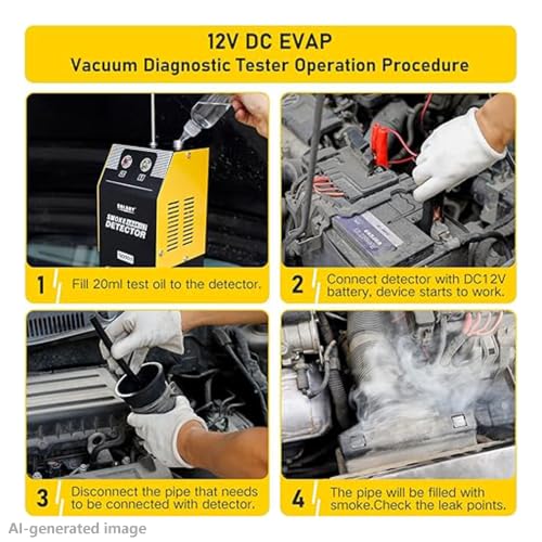 Image of Solary Automotive Smoke Machine Leak Detector - 12V DC EVAP Vacuum Diagnostic Tester for Pipe System (Pack of 2)