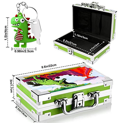 Image of JYPS Dinosaur Pencil Box for Boys & Girls, Lock Box with Portable Handle and Dinosaur Keychain, Green Pencil Case, Cute School Supplies, Back to School Gift