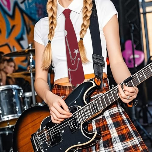 Image of LJBFNN Pre-Tied Ties for Women with Metal Chain, Uniform Shirt Accessory