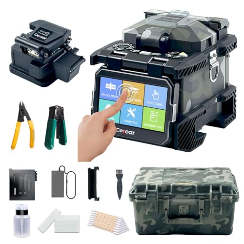 Image of 6481A9 Fiber Fusion Splicer - 6 Motor Automatic Focus, 4.3 Inch Touch Screen Fusion Splicer Machine Kit with Optical Fiber Cleaver