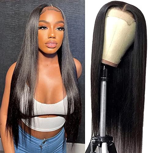 ALLRUN Straight Lace Front Wigs Human Hair 4x4 Lace Closure Wigs for Black Women(18 inch) Virgin Hair 4x4 Straight Hair Lace Front Wigs Pre Plucked with Baby Hair 150% Density