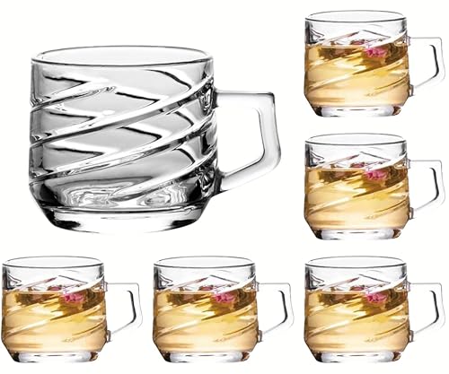 Image of MULTI ZONE 250 ML Crystal Clear Toughened Glass Tea Cup with Convenient Solid Handle Cups, Espresso Mug Set for Tea, Coffee, Hot /Cold Drinks (MZ-07)