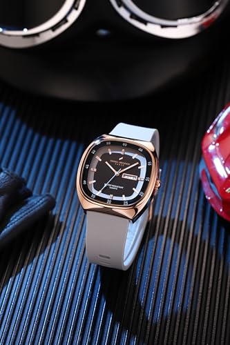 Image of Daniel Hechter Paris Bercy Collection Analog Quartz Watch for Men with Square Dial, Day-Date Display, Crystal Hour Markers and Silicone Strap - DHM1053