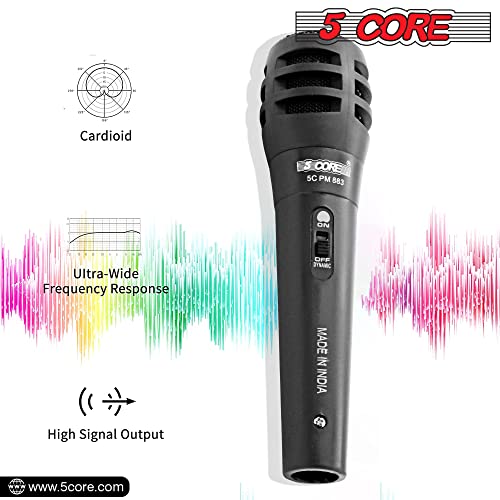 5 Core Premium Handheld Microphone Unidirectional Vocal Dynamic Cardioid With Detachable 10Ft Xlr Cable, Mic Clip, Mesh Grille & On/Off Switch Suited For Speakers, Mixers, Karaoke Singing- Pm 883 #TOP5