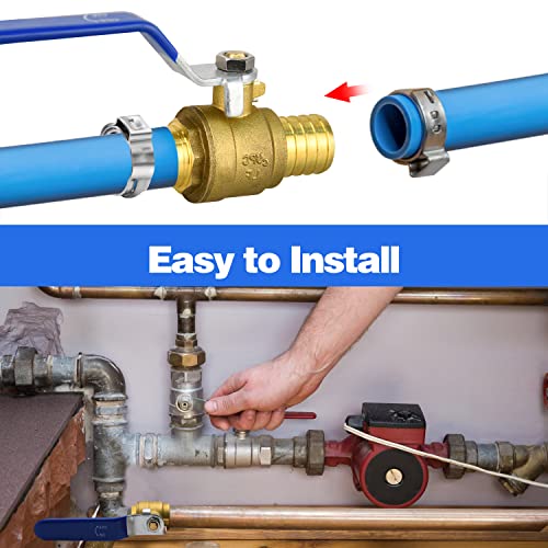 Image of 4 Pack 1 inch PEX Ball Valves, Brass Full Port Shut Off Valve | for PEX Pipe