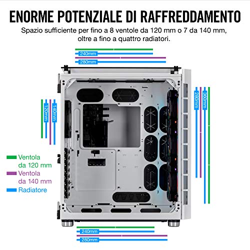 Corsair Crystal Series 680X RGB Case da Gaming, Flusso d’Aria Elevato Vetro Temperato ATX Smart, Bianco