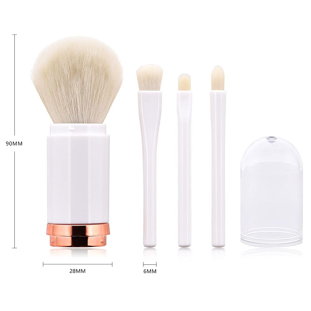 Paquete 4 en 1 de brochas de maquillaje sintéticas de primera calidad, brochas para polvos cosméticos, brochas para mezclar sombras de ojos, kit portátil de brochas de maquillaje de ojos con estuche t