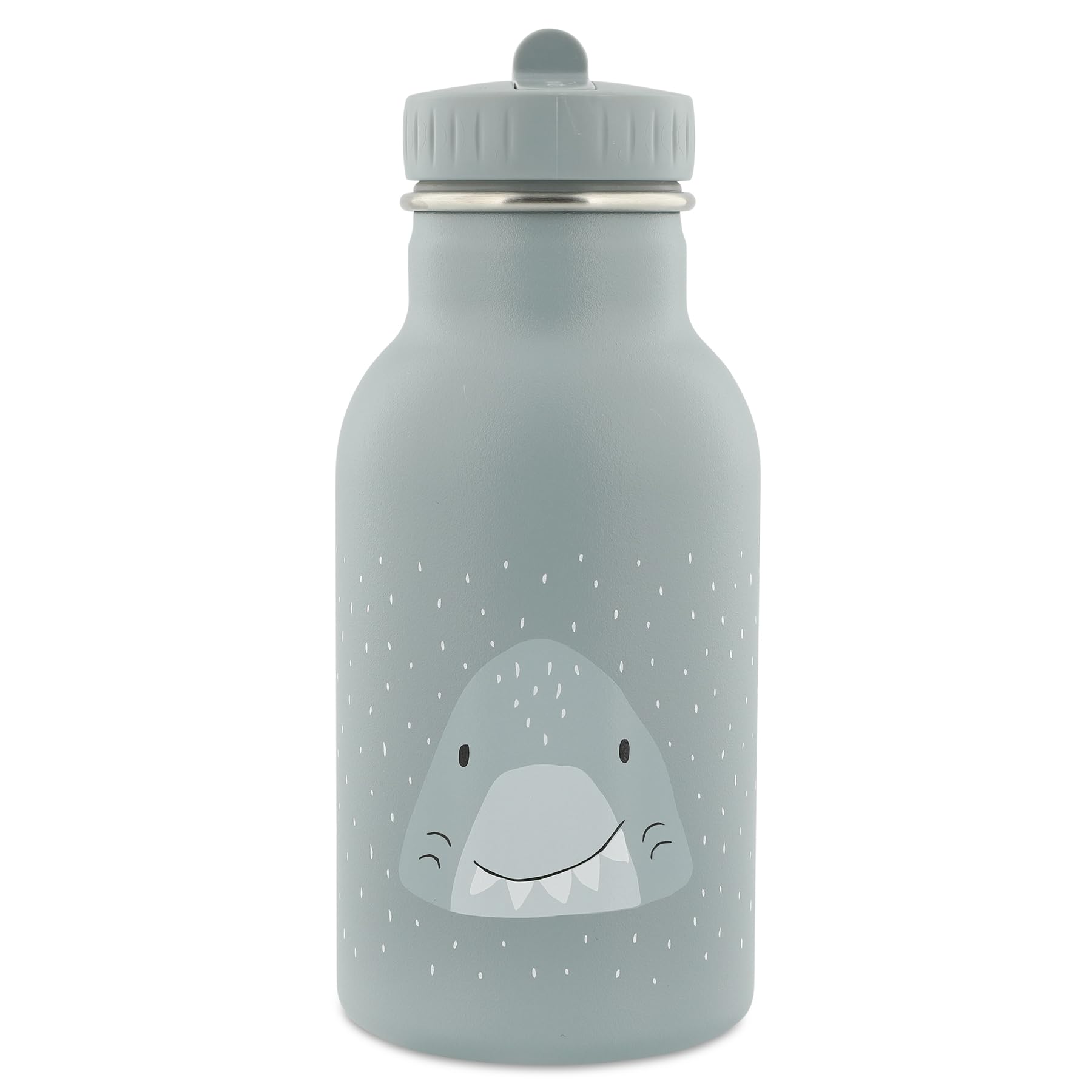 Trixie Insulated Drinking Bottle - Mr. Shark - 350ml Stainless Steel Water Bottle for Kids - Grey - Keeps Drinks Cold - Eco-Friendly and BPA-Free