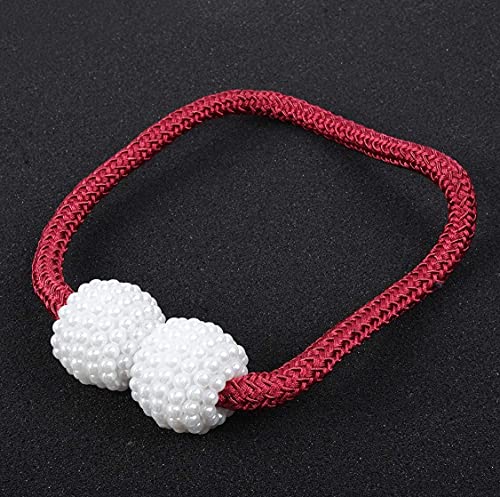 Image of Home Cloud Magnetic Curtain Tiebacks Convenient Drape Tie Backs - Pearl Decorative Rope Holdback Holder for Window Drapries Color Multi (1pair 2 pcs) (Maroon)
