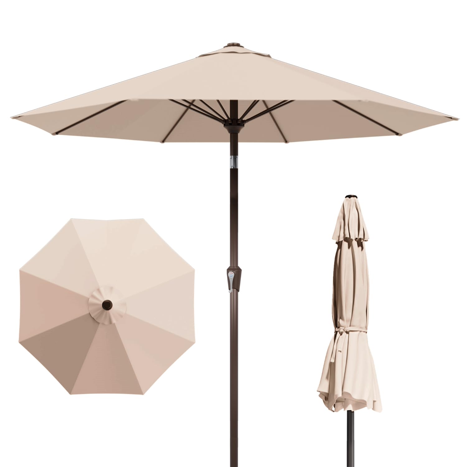collegiate patio umbrellas PURPLE LEAF 15x9ft Double-Sided Rectangular Outdoor Market Patio Umbrella with Base, Light Grey