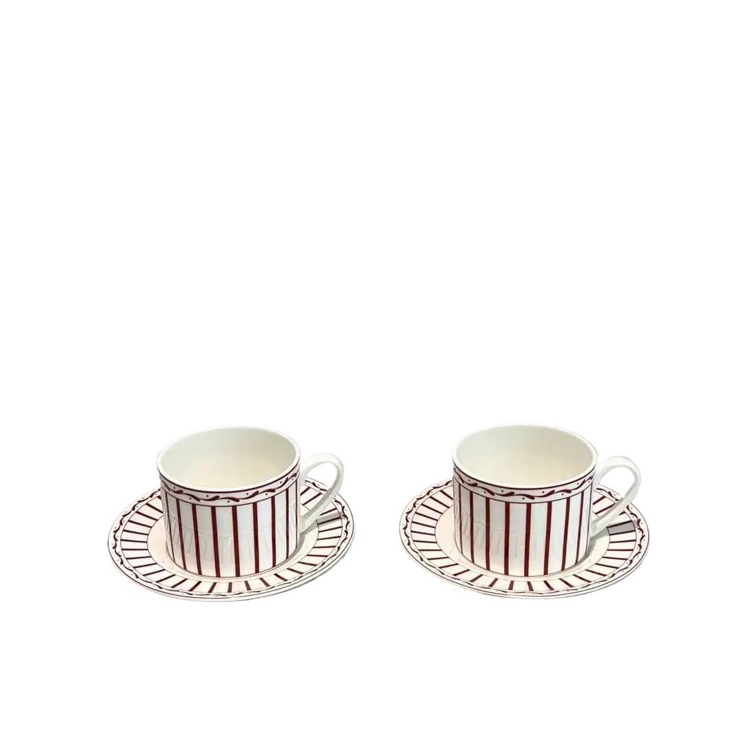 MUZIT Keramikbecher, Paar Keramik Tasse 2 Sets Knochenkaffeetasse und Untertasse 2 Tassen 2 Untertassen Nachmittag Tee Kaffee Set(White)